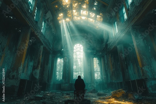 Solace in the ruins of an abandoned cathedral