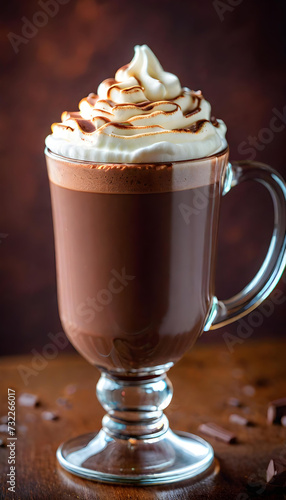 Hot Chocolate. Table. Drink. Beverage. Warm. Cocoa. Delicious. Sweet Dessert. AI Generated.