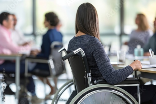 A disabled individual participating in a business meeting