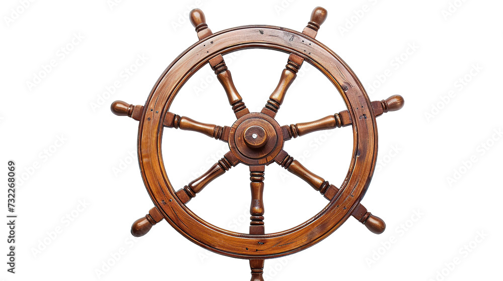 ship steering wheel on transparent background