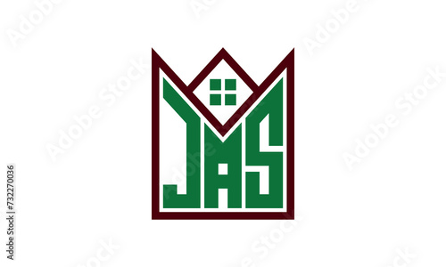 JAS initial letter real estate builders logo design vector. construction ,housing, home marker, property, building, apartment, flat, compartment, business, corporate, house rent, rental, commercial