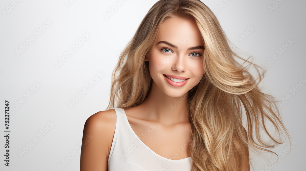 Protrait of Cheerful Young Woman with Lustrous Curly Hair Protrait of Cheerful Young Woman with Lustrous Curly Hair