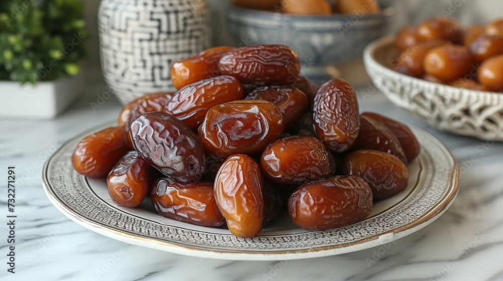 delicious dried dates fruit on white plate delicious dried dates fruit on white plate