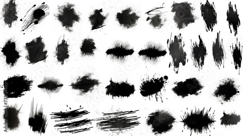 Collection of black paintbrush. Spray Paint Elements brush photo