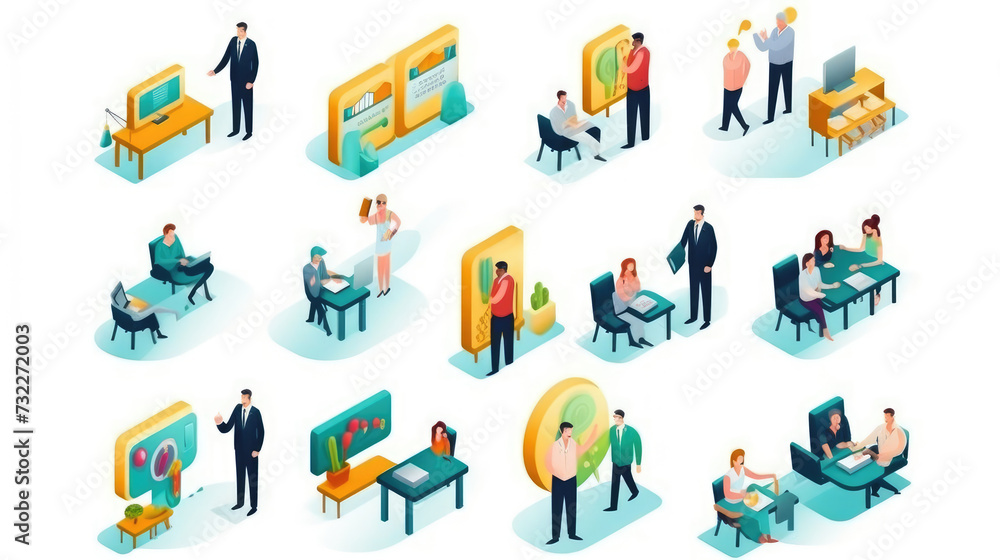 Business presentation icon set Business presentation icon set