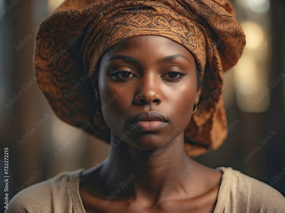 Portrait of a young woman with dark skin and a sad look Portrait of a young woman with dark skin and a sad look