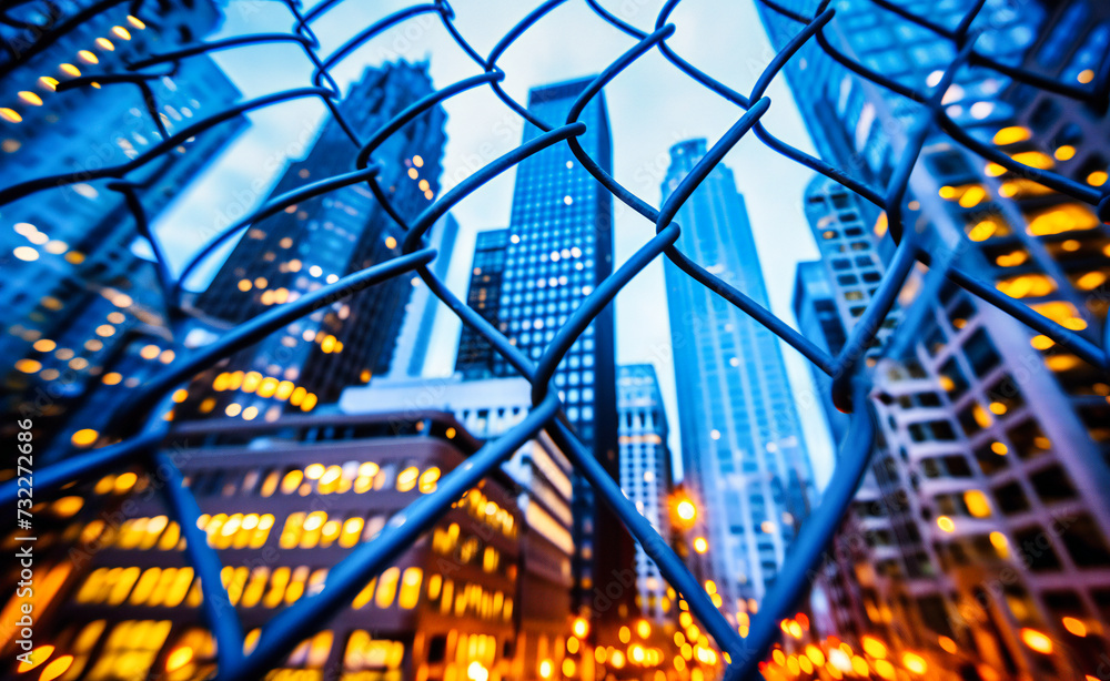 Fototapeta premium Urban Boundaries, The Delicate Balance Between Freedom and Security, A Reflection on City Life and Its Constraints