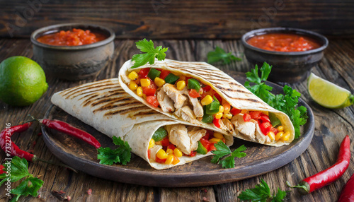 Fiesta Fusion Quesadilla Wrap: Chicken, Corn, Pepper, and Salsa Delight