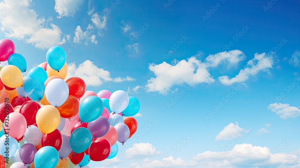 Launching a large number of colorful balloons into the sky.