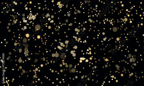 Gold Glitter, Sparkling Confetti, Shiny Dust on Black Background