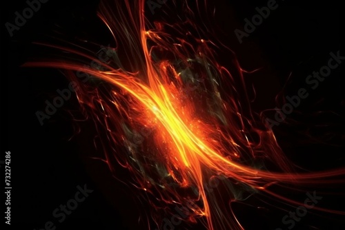 Abstract loop animation depicting orange and red flare light on black background. Generative AI