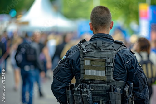 A member of a security team at a public event