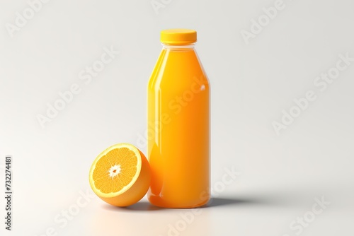 Orange juice in a bottle on a white background