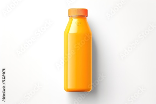 Orange juice in a bottle on a white background
