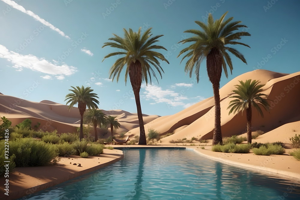 Fototapeta premium A beautiful oasis of a desert