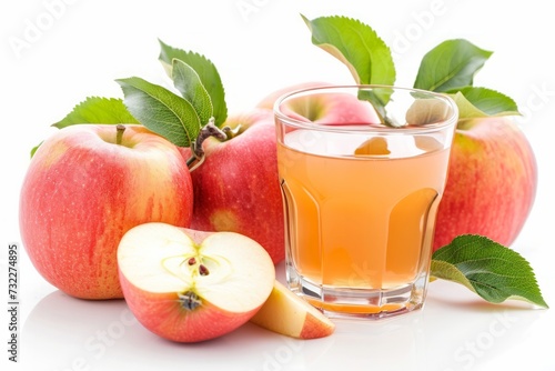 Fresh apples and apple juice isolated on a white background
