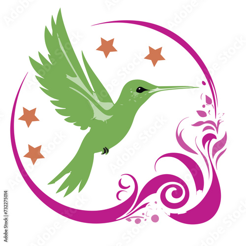 Flaying hummingbird Bird logo Colorful vector Style illustration, colibri bird icon .white background vector illustreation.ai generated