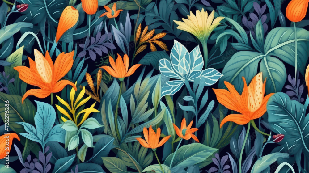 Patterns from stylized plants, herbs, and flowers Patterns from stylized plants, herbs, and flowers
