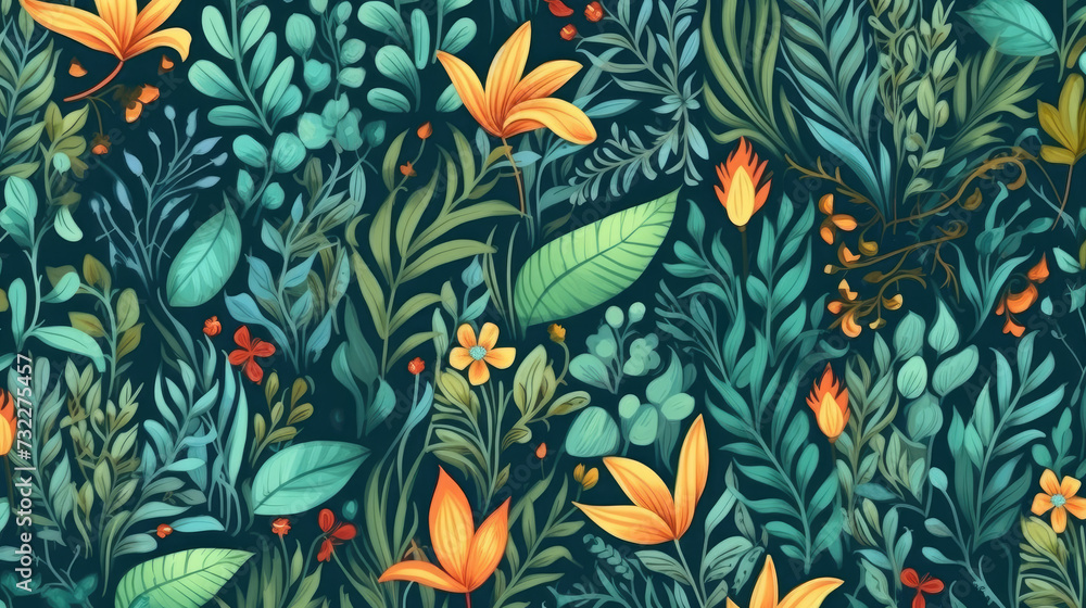 Patterns from stylized plants, herbs, and flowers Patterns from stylized plants, herbs, and flowers