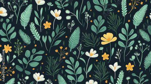 Patterns from stylized plants  herbs  and flowers
