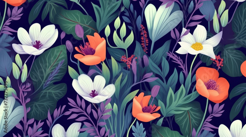 Patterns from stylized plants  herbs  and flowers