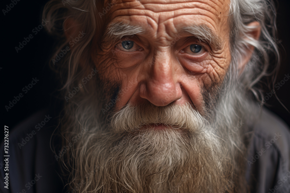 Very old man portrait, rinkled face and sorrow on his eyes Portrait of an Elderly Man, His Wrinkled Face Reflecting a Lifetime of Stories.Ai generated Very old man portrait, rinkled face and sorrow on his eyes Portrait of an Elderly Man, His Wrinkled Face Reflecting a Lifetime of Stories.Ai generated