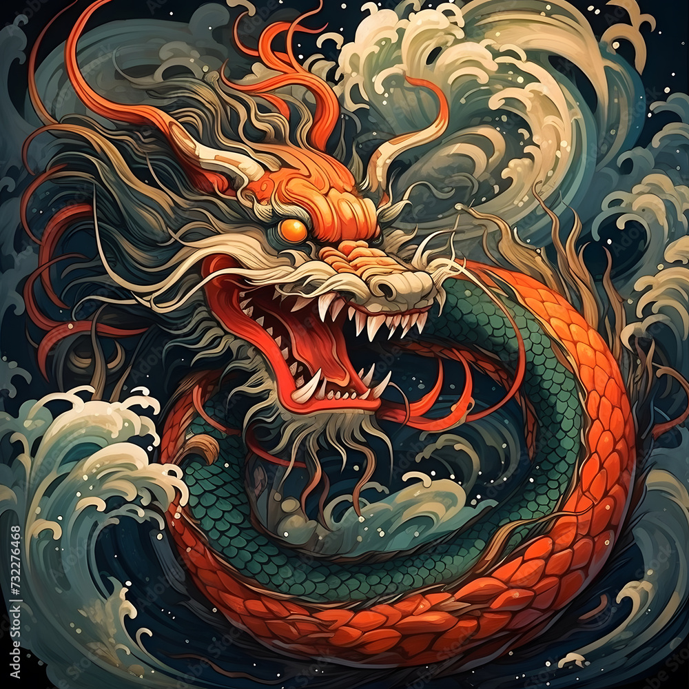 chinese dragon on the wall