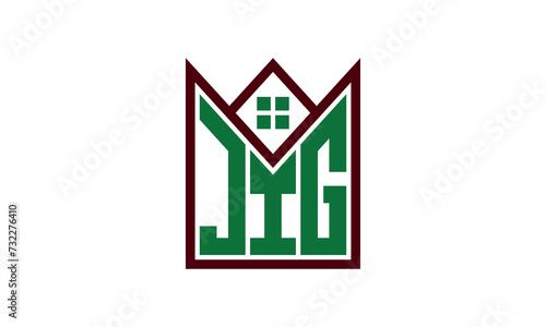 JIG initial letter real estate builders logo design vector. construction ,housing, home marker, property, building, apartment, flat, compartment, business, corporate, house rent, rental, commercial