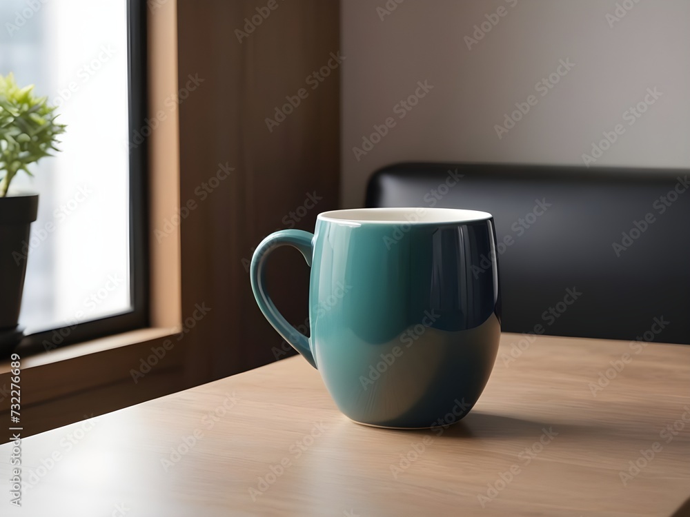 cup of coffee on the table,green coffee mug cup of coffee on the table,green coffee mug