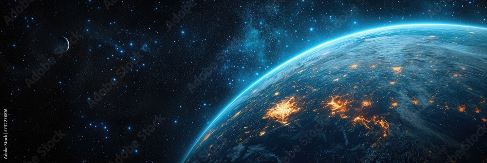 Earth seen from orbit. Generative Ai. - obrazy, fototapety, plakaty 
