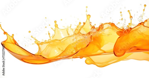 Fresh orange juice splashes on a white background 