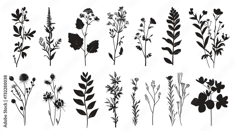 a set of plant ornaments a set of plant ornaments