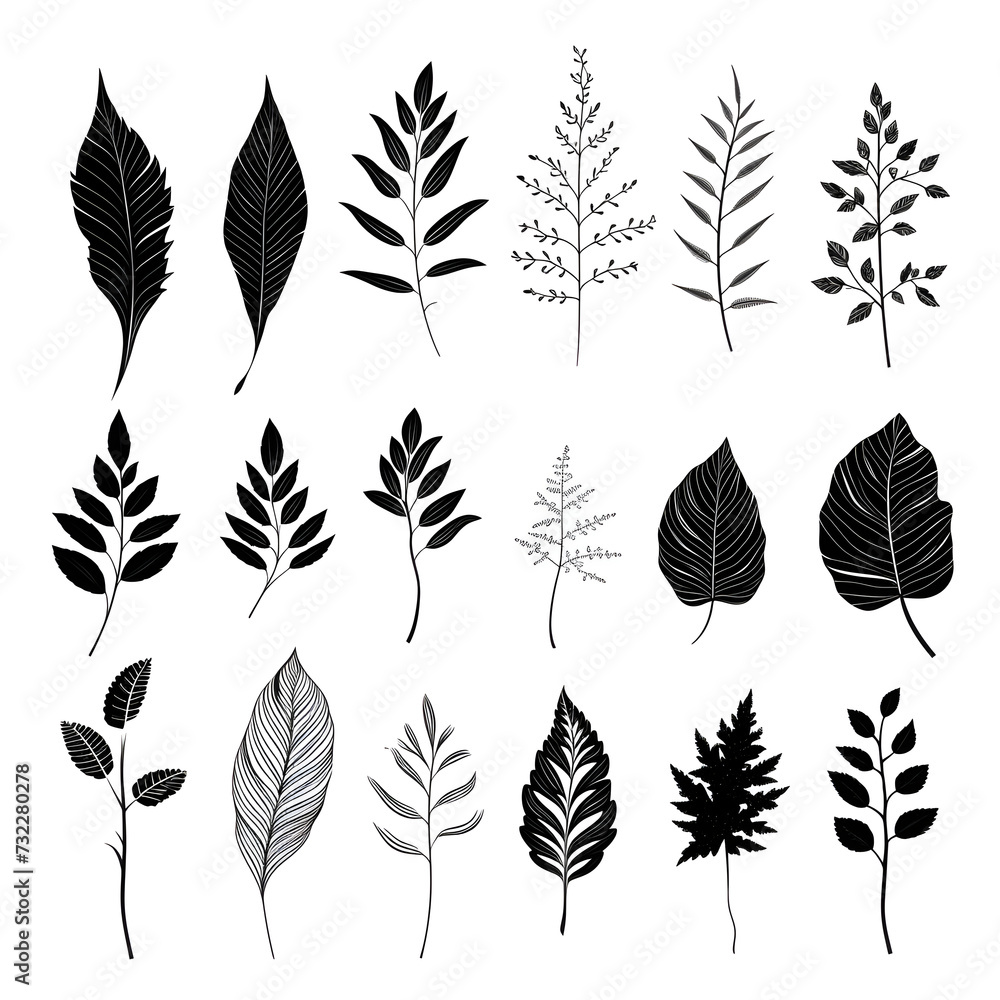 a set of plant ornaments a set of plant ornaments