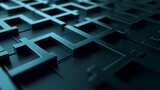 A detailed 3D blue maze structure on a textured geometric backdrop.