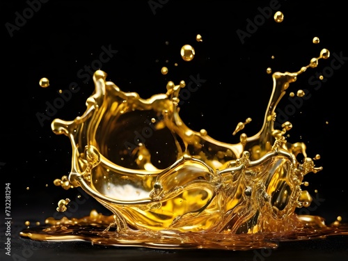 Liquid gold splash isolated on black background.
