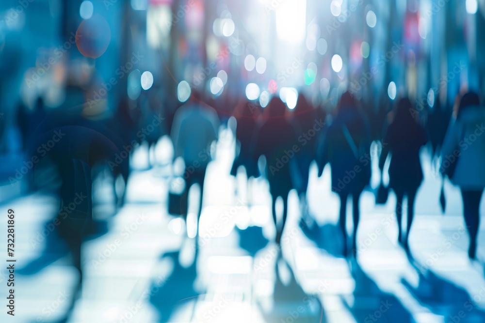 Blurred image of a crowd of unidentifiable people walking in the city. Bleached effect. Conceptualizes business, shopping, modern life, corporate, future Blurred image of a crowd of unidentifiable people walking in the city. Bleached effect. Conceptualizes business, shopping, modern life, corporate, future