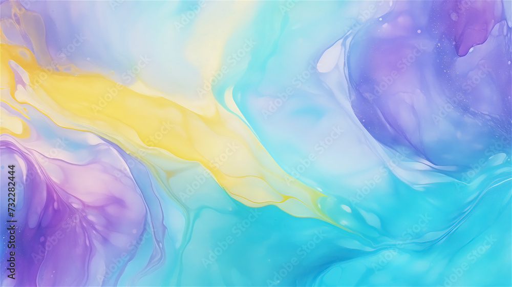 Abstract Aquatic Dreamscape with Vivid Purple and Yellow
