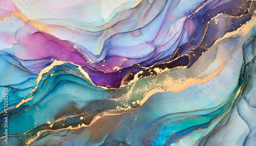  Currents of translucent hues, snaking metallic swirls, and foamy sprays of color shape the landscape of these free-flowing textures. Natural luxury abstract fluid art painting in alcohol ink techniq