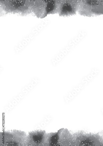 黒系の水彩で上下を飾り白いインクを飛ばした背景