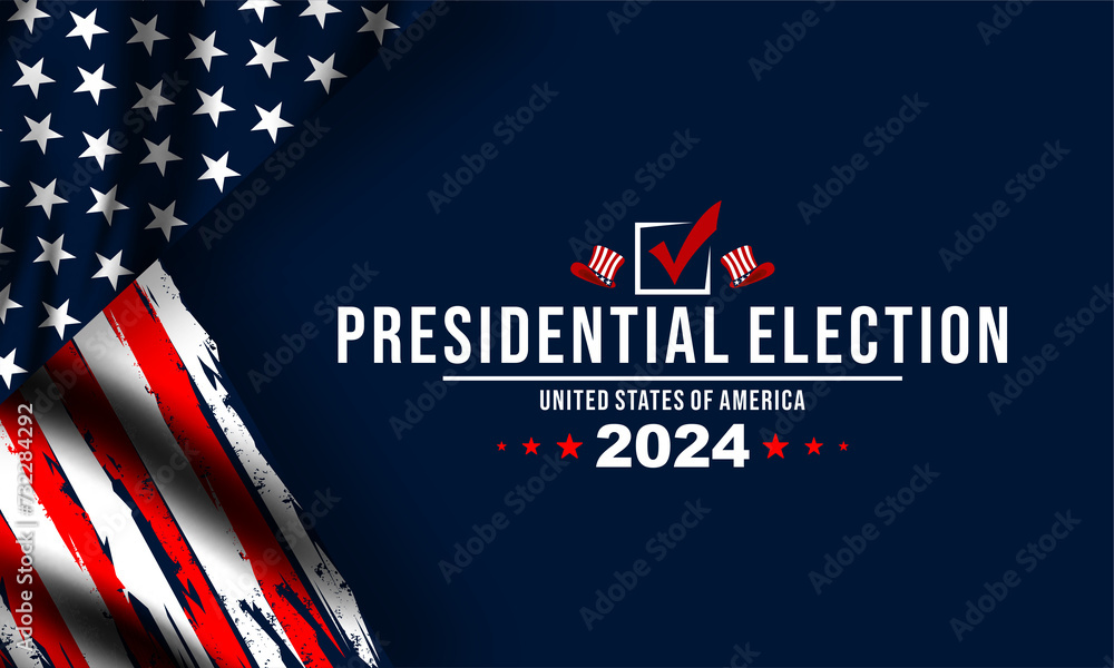 ภาพประกอบสต็อก USA 2024 Presidential Elections Event Banner, background
