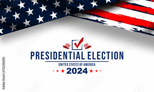 USA 2024 Presidential Elections Event Banner, background, card, poster design. Presidential Elections 2024 Banner with American colors design and typography. Vote day, November 5. US Election.