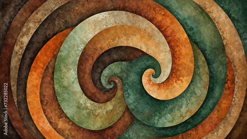 Abstract Twirls in Olive and Sienna Rustic Textures
