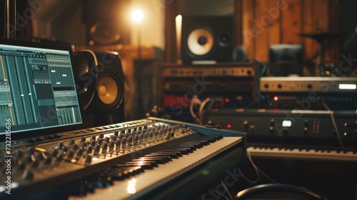 Recording studio with large recording console