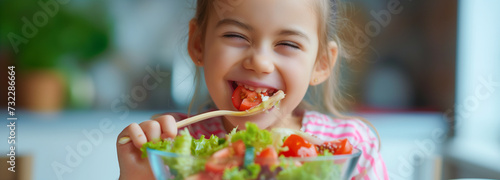 Child girl eat tomato healthy food vegan eating lifestyle organic vegetables healthy eating habits concept