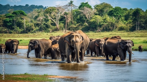 a herd of elephants is walking