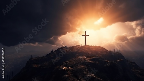 large cross on the top of the mountain