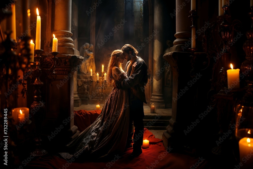 Renaissance Romance in Candlelit Ambiance