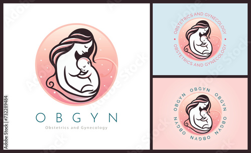 OBGYN obstetrics and gynecology clinic mom and baby pregnancy logo template design for brand or company and other
