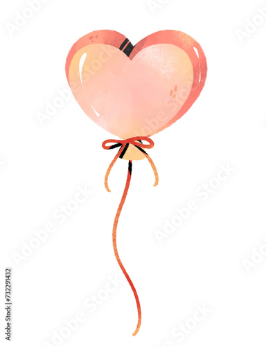 watercolor heart-shaped balloon in Valentine's theme Clipart or PNG