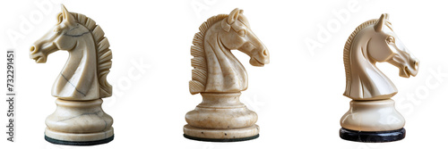 Chess Knight Set Isolated on Transparent or White Background, PNG photo